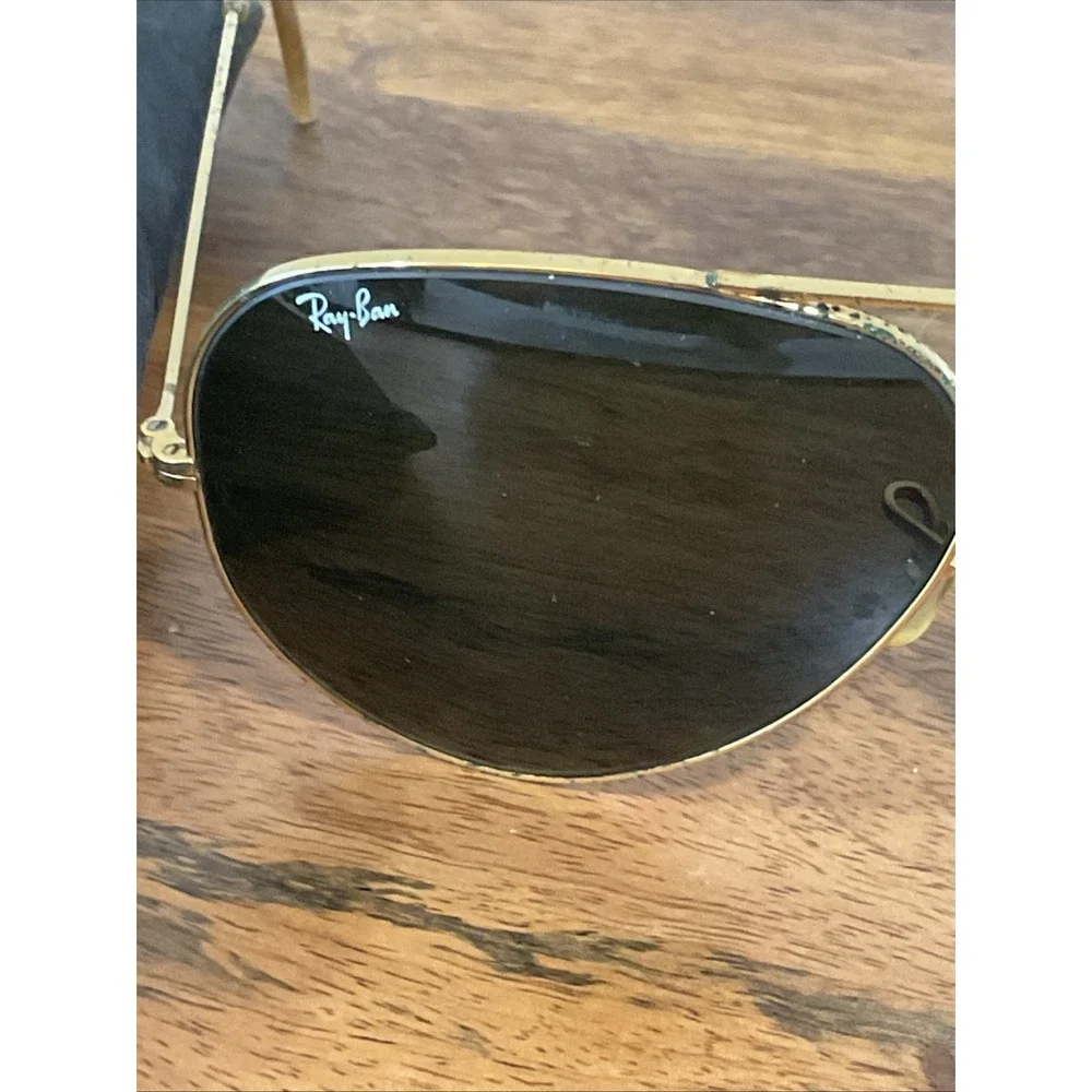 Vintage B&L Ray Ban USA Aviator  64-14 Gold Frame Sunglasses.